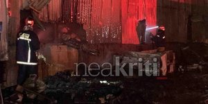 Φωτιά σε αποθήκη σε περιοχή του Ηρακλείου Κρήτης 