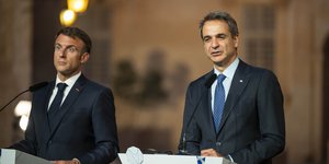 Κυριάκος Μητσοτάκης και Εμανουέλ Μακρόν, σε κοινές τους δηλώσεις το 2023