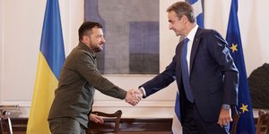 Κυριάκος Μητσοτάκης και Βολοντιμίρ Ζελένσκι στο Μαξίμου