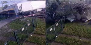 Στιγμιότυπα από τη σύγκρουση του τρένου με το φορτηγό στην Ολλανδία