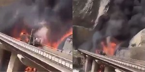 To λεωφορείο τυλίχθηκε στις φλόγες μετά τη σύγκρουση με το βυτιοφόρο