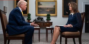 Στιγμιότυπο από τη συνέντευξη του Αμερικανού προέδρου Ντόναλντ Τραμπ στο GB News 