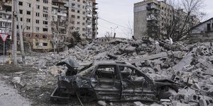 Βομβαρδισμένο τοπίο στην Ουκρανία