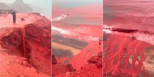 Κόκκινα βάφτηκαν τα νερά γύρω από το νησί Ορμούζ του Ιράν στον Περσικό Κόλπο