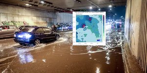 Μεγάλα ύψη βροχής σε Βλυχάδα Αττικής και Αυλώνα