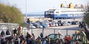 Η αγροτική κινητοποίηση στο λιμάνι της Μυτιλήνης