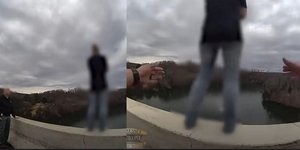 Η στιγμή της διάσωσης της γυναίκας από αστυνομικό σε γέφυρα του Τενεσί