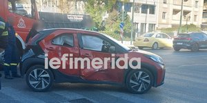 Σοβαρές ζημιές υπέστη το αυτοκίνητο που ενεπλάκη στο τροχαίο