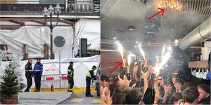 Η στιγμή που παίρνει φωτιά η οροφή του μπαρ στην Ελβετία