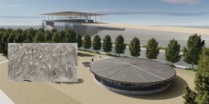 Εξωτερική άποψη του υπό κατασκευή μουσειακού κελύφους