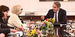 Kyriakos Mitsotakis with French Armed Forces Minister Catherine Vautrin