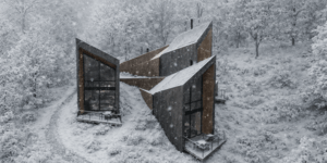 ξύλινα design καταφύγια χιόνι δάσος 