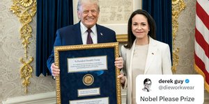 Ο πρόεδρος των ΗΠΑ, Ντόναλντ Τραμπ και η νικήτρια του Νόμπελ Ειρήνης 2025 Μαρία Κορίνα Ματσάδο