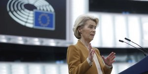 Η πρόεδρος της Κομισιόν Ούρσουλα Φον ντερ Λάιεν, σε ομιλία της στο Ευρωκοινοβούλιο