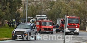 Βυτιοφόρο γεμάτο καύσιμα τυλίχθηκε στις φλόγες στη Χαλκίδα