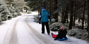 Παιχνίδι με έλκυθρο στα χιόνια