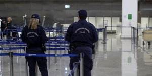 Police officers at Athens International Airport 