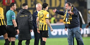 Ο Μάριος Ηλιόπουλος στο ματς ΑΕΚ - Ολυμπιακός