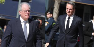 Κ. Τασούλας, Κ. Μητσοτάκης στην κηδεία της Ελένης Γλύκατζη-Αρβελέρ 