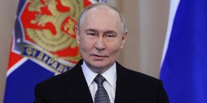 Ο Ρώσος πρόεδρος Βλαντίμιρ Πούτιν εκφωνεί ομιλία κατά τη διάρκεια συνεδρίασης του διοικητικού συμβουλίου της Ομοσπονδιακής Υπηρεσίας Ασφαλείας