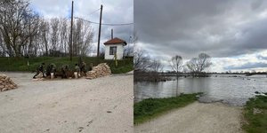 Στρατιώτες γεμίζουν σακιά για τα αναχώματα στον Έβρο