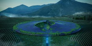 σφαίρα δίσκος κτίριο οινοποιείου αμπελώνας