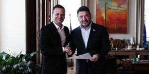 Ο Χάρης Δούκας και ο Νίκος Χαρδαλιάς 