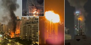 Θραύσματα πυραύλου στην είσοδο ξενοδοχείου στο Παλμ Τζουμέιρα / Φωτογραφία: X