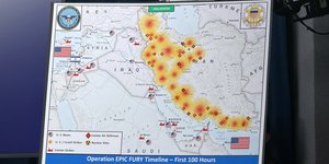 Χάρτης του υπουργείου Άμυνας των ΗΠΑ με τα πλήγματα που έχουν καταφέρει οι αμερικανικές δυνάμεις στο πλαίσιο της επιχείρησης «Επική Οργή»