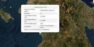 Σεισμική δόνηση 4,1 Ρίχτερ στην Ηλεία