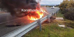 «Λαμπάδιασε» Ι.Χ. στην Ε.Ο Κορίνθου – Πατρών