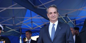 O Κυριάκος Μητσοτάκης στην παρέλαση