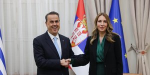 Σταύρος Παπασταύρου, με την υπουργό Μεταλλείων και Ενέργειας της Σερβίας, Dubravka Đedović Handanović