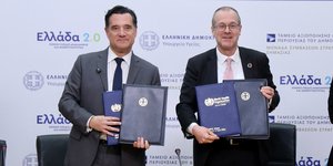 Ο υπουργός Υγείας Άδωνις Γεωργιάδης με τον διευθυντή Ευρώπης του ΠΟΥ, Χανς Κλούγκε 