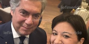 H κυρία Σκούρτη με τον Ελληνα πρέσβη στο Κατάρ