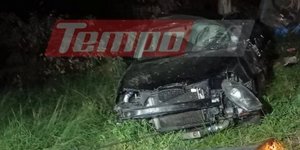 Το ΙΧ μετά την πρόσκρουσή του στα δέντρα