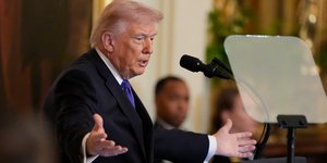 Ο Αμερικανός πρόεδρος, Ντόναλντ Τραμπ μιλά σε εκδήλωση στον Λευκό Οίκο 