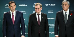 Οι υπουργοί Εξωτερικών των ΗΠΑ, Γερμανίας και Ιταλίας, Ρούμπιο, Βάντεφουλ και Ταγιάνι 