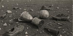 Ένα πεταμένο κύπελλο στον αγωνιστικό χώρο μετά από επεισόδια