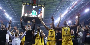 Οι πανηγυρισμοί της ΑΕΚ για την πρόκριση στο Final Four