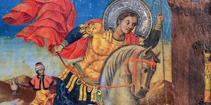 H φορητή εικόνα του Αγίου Γεωργίου στην οποία αναγράφεται ως έτος κατασκευής 1789