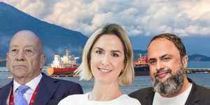 O Γ. Προκοπίου, η Μ. Αγγελικούση και ο Ευ. Μαρινάκης / Φωτό: Eurokinissi / Angelicoussis Group / Alter Ego / Pixabay / PowerGame.gr