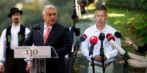 Ο Ούγγρος πρωθυπουργός Βίκτορ Όρμπαν και ο ηγέτης της αντιπολίτευσης Πέτερ Μαγιάρ