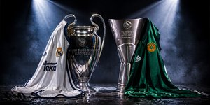 Τα τρόπαια του Champions League και της Euroleague με ιστορικές φανέλες της Ρεάλ και του Παναθηναϊκού