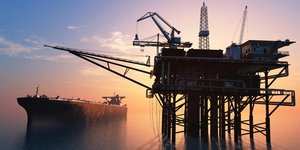 Πλατφόρμα άντλησης πετρελαίου και τάνκερ 