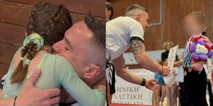 Ο Λευτέρης Πετρούνιας σε αγώνα της κόρης του