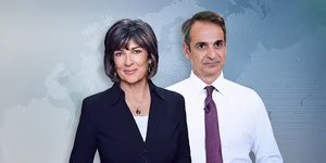 Η δημοσιογράφος του CNN Κριστιάν Αμανπούρ και ο πρωθυπουργός Κυριάκος Μητσοτάκης