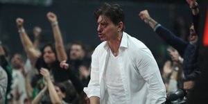 Ο Δημήτρης Γιαννακόπουλος σε αναμέτρηση του Παναθηναϊκού AKTOR με τον Ερυθρό Αστέρα για την κανονική διάρκεια της Euroleague