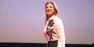 Η Μαρία Καρυστιανού στην παρουσίαση του κόμματός της 