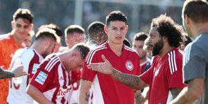 Χάμες Ροντρίγκες και Μαρσέλο με τη φανέλα του Ολυμπιακού